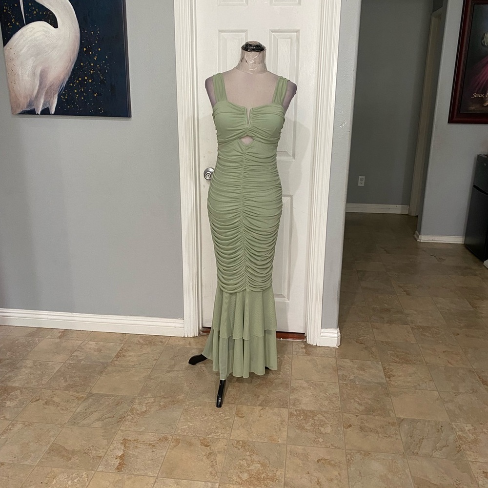 Chic Mint Ruched Maxi Dress - Picture 5 of 9